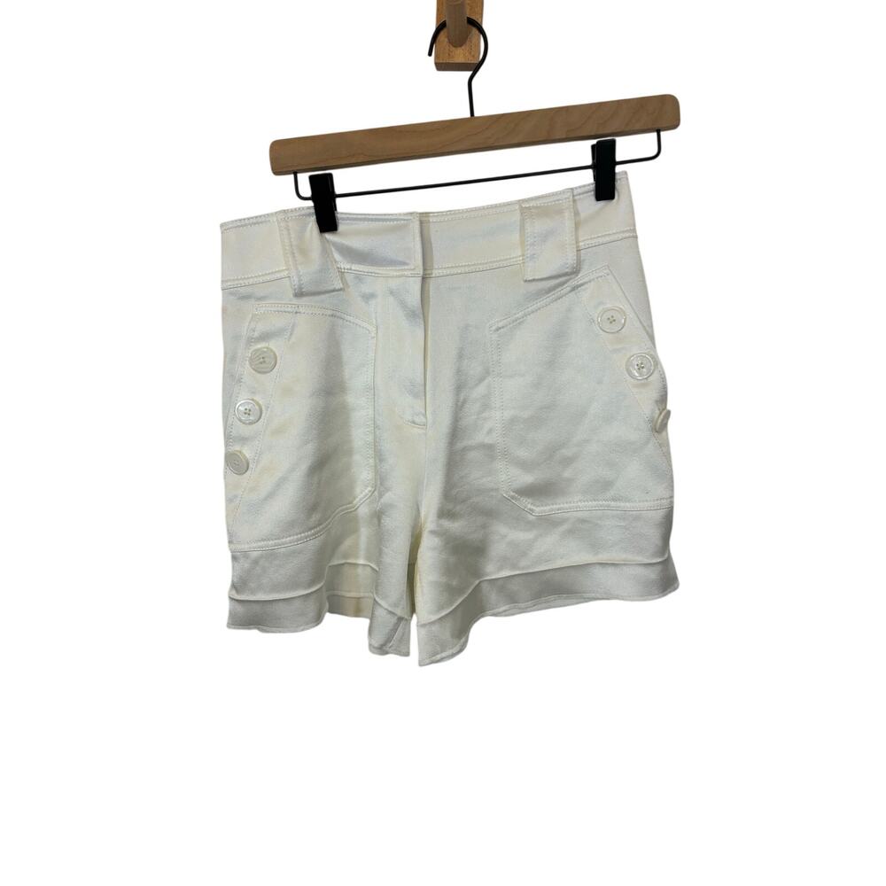 Derek Lam 10 Crosby White Sailor Shorts Size 0 High Rise Nautical Button Detail